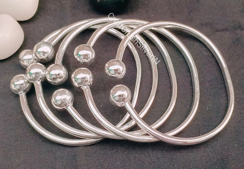 Thick West Indian Bangles, Set Of 7 Bangles, Sterling Silver Bangles, Bangles, West Indian Silver Bangles, Silver Boho bangles for women image 4