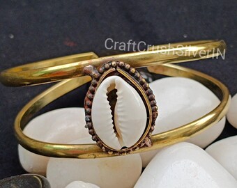 Adjustable Gold Filled Cowrie Shell Bangle Bracelet