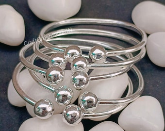 Dicke westindische Armreife, Set mit 7 Armreifen, Sterlingsilber-Armreifen, Armreifen, Westindische Silber-Armreifen, Silber Boho-Armreifen für Frauen
