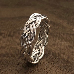 Silver Double Braid Ring,  Braided Ring, Men and Women Ring, Braided Band, Sterling Silver Ring, Handmade Jewelry, Gift For Her