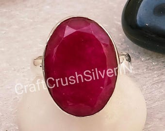 Red Ruby Ring Solid Sterling, Minimalist Ring, Handmade 925 Silver Ring, Bridesmaid Gift, Wedding gift, Dainty Ring, Gift For Women