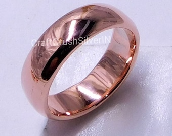 Handmade Pure Copper Ring: Wide Hammered Band