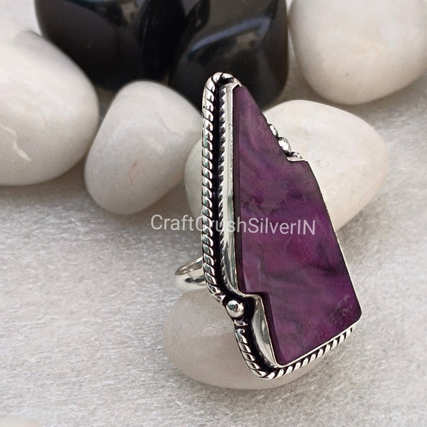 Purple Shell Ring-925 Sterling Silver Ring-Handmade Ring-Statement Boho Hippie Ring-Bohemian Jewelry-Gift For Her-Unique Jewelry