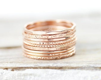 Pure Copper Stacking Set Of 8 Rings, Copper Ring, Stacking Rings, Stackable Set Rings, Women Ring, Copper Jewelry, Handmade Ring, Gift Ring