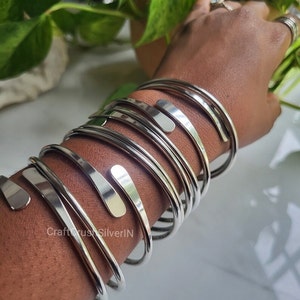 Thick West Indian Bangles, Set Of 7 Bangles, Sterling Silver Bangles, Bangles, West Indian Silver Bangles, Silver Boho bangles for women image 8