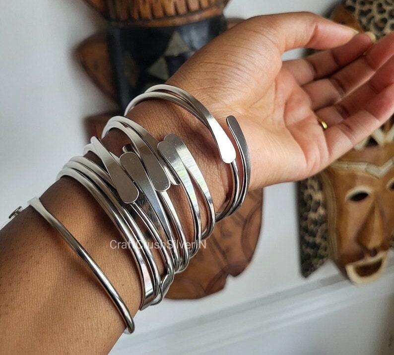 Thick West Indian Bangles, Set Of 7 Bangles, Sterling Silver Bangles, Bangles, West Indian Silver Bangles, Silver Boho bangles for women 2