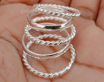 Sterling Silver Stacking Ring Set: Minimalist Midi Rings, Women's Jewelry