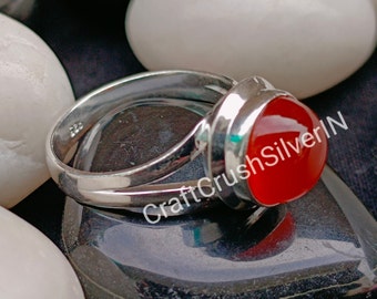 Natural Carnelian Ring, Handmade Silver Ring, 925 Sterling Silver Ring, Carnelian Gemstone Ring, Handmade Carnelian Jewelry
