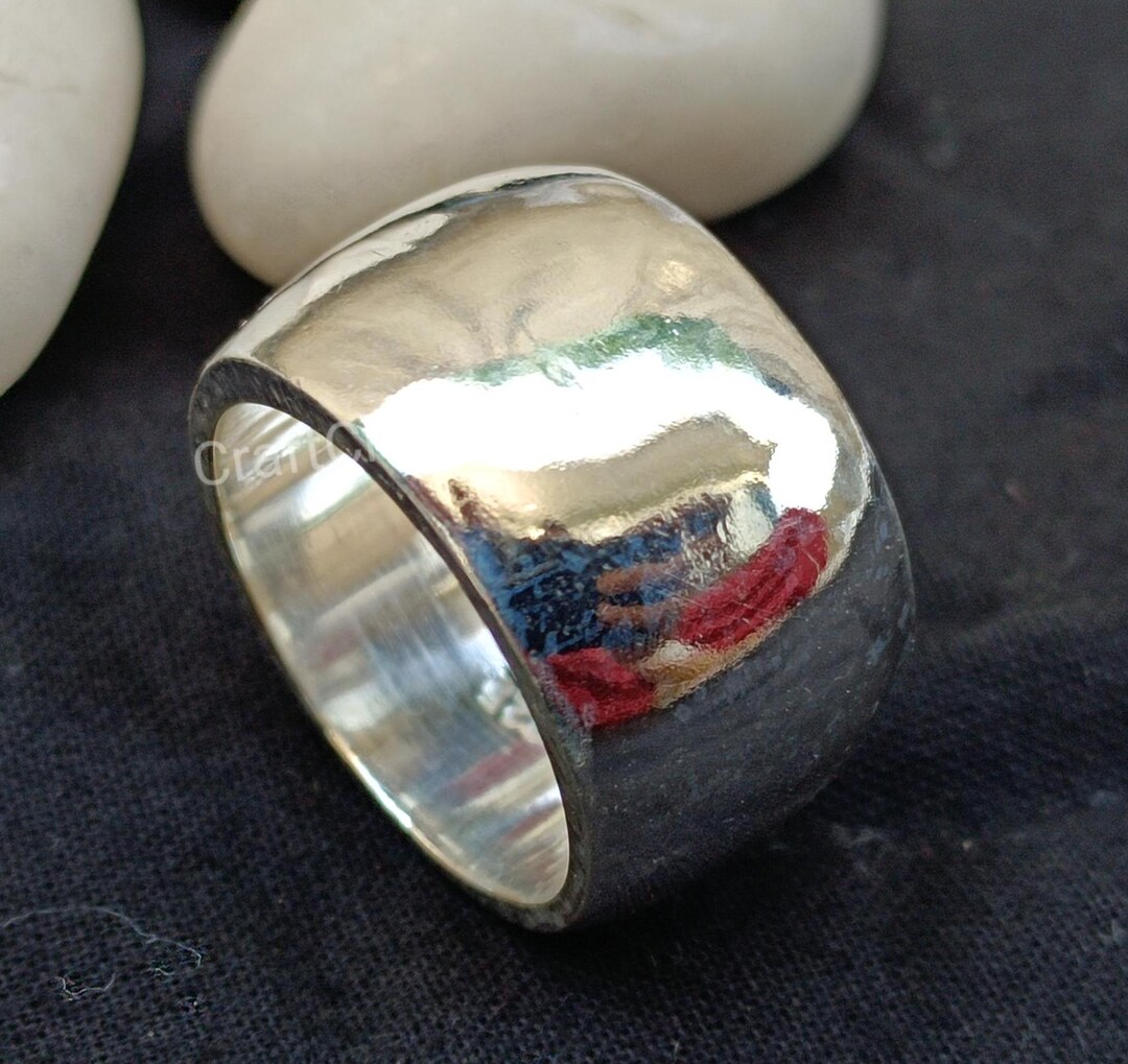 Sterling Silver Wide Band Ring: Boho Chunky Handmade Ring - Etsy