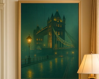 Tower Bridge London Print: Gothic Night Cityscape Wall Art