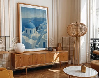 Santorini Architecture Print | Icy Blue Mediterranean Wall Art