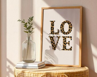 Leopard Print LOVE Poster | Modern Boho Art