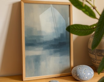 Icy Blue Abstract Print | Coastal Painting Poster | Modern Serene Décor