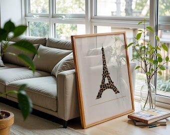Leopard Print Eiffel Tower Poster – Paris Wall Art for Stylish Home Décor