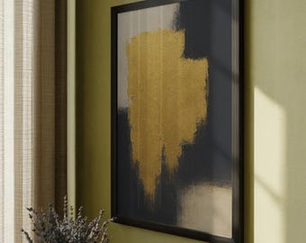 Gold Abstract Art Print | Black Textured Painting | Modern Minimalist Décor