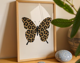Leopard Print Butterfly | Minimalist Glam Fashion Wall Art