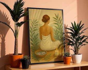 Serene Woman Spa Art Print | Calming Wellness Poster