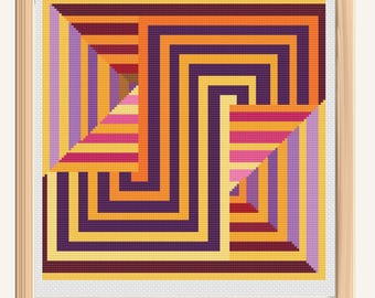 Meerkleurig geometrisch kruissteekpatroon, kleurrijk decor