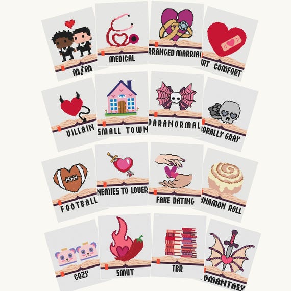 Romance Tropes Cross Stitch Pattern Bundle: 40 Funny Designs (PDF Download