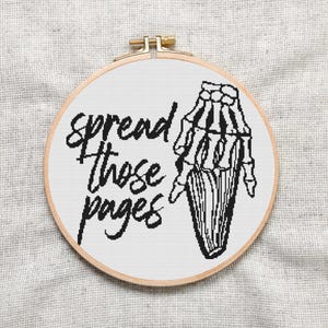 Spread Those Pages Reading Bookish Cross Stitch Pattern, Instant PDF