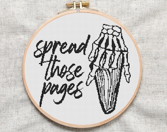 Spread Those Pages Reading Bookish Cross Stitch Pattern, Instant PDF