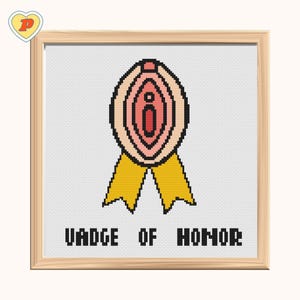 Vadge of Honor Funny Cross Stitch Pattern