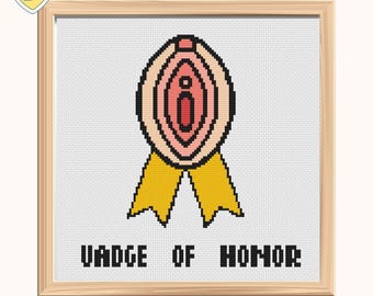 Vadge of Honor Funny Cross Stitch Pattern