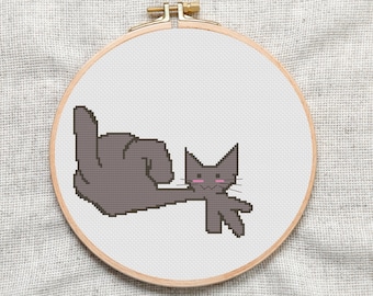 Schema punto croce gatto divertente, PDF / Disegni da ricamo animali moderni da scaricare