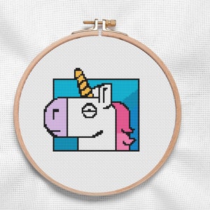 Funny Unicorn Cross Stitch Pattern, Counted Design for Beginners, Instant Download, Printable PDF Pattern, Snarky Cross Stitch