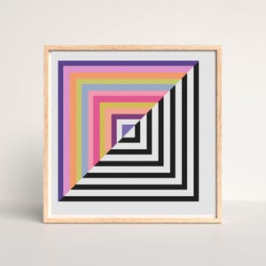Geometric Cross Stitch Pattern: Colorful Modern Sampler (PDF)