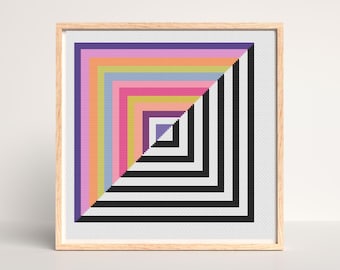 Geometrisch kruissteekpatroon: kleurrijke moderne sampler (pdf)