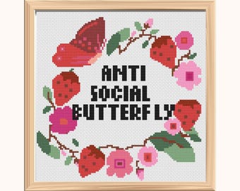 Antisoziales Schmetterlings-Kreuzstichmuster