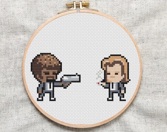 Pulp Fiction Face Off Cross Stitch Pattern: Parody PDF (Digital Download)