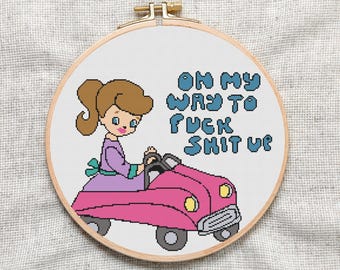 Funny Sarcastic Cross Stitch Pattern: Subversive Mom Humor (PDF Download)