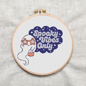 Spooky Vibes Ghost Cross Stitch Pattern (PDF Pattern)