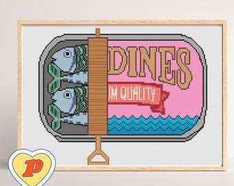 Sardine Cross Stitch Pattern – Cute Fish Design (PDF Download)