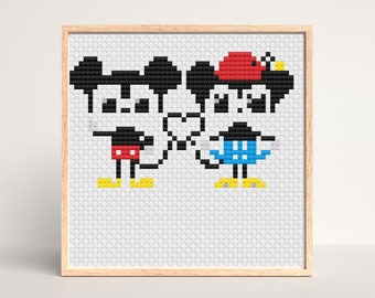 Patrón de punto de cruz de Mickey y Minnie Mouse (descarga digital)
