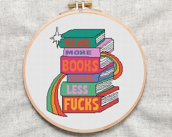 Read More Books Cross Stitch Pattern: Book Lover Gift (PDF)