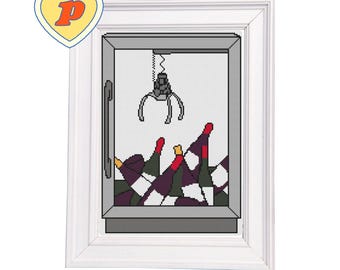 Wine Grab Machine Funny Cross Stitch Pattern – PDF Download