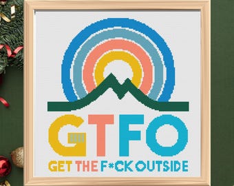 GTFO Cross Stitch Pattern: Funny Nature Quote (PDF Pattern)
