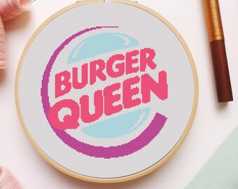 Burger Queen Funny Cross Stitch Pattern-Instant Digital Download