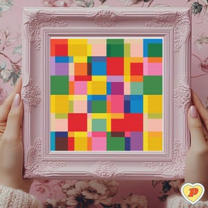 Colorful Geometric Squares Cross Stitch Pattern-PDF Download
