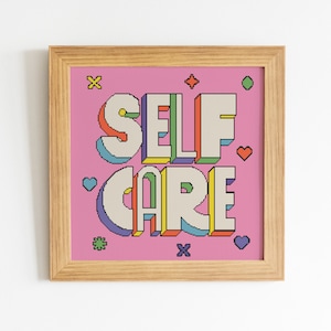 Self Care Modern Cross Stitch Pattern: DIY Craft (PDF Pattern)