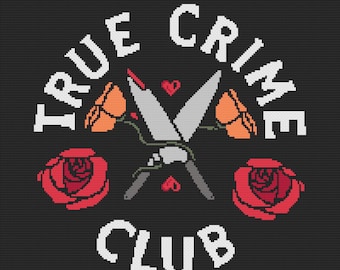 True Crime Club Cross Stitch Pattern, Murder Quote (PDF Pattern)