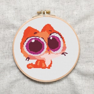 Funny Cat Cross Stitch Pattern: Simple Kawaii Design (PDF Download)