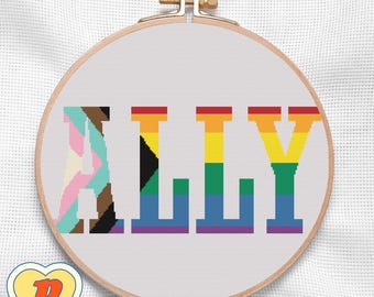 Ally- LGBT Quote Cross Stitch Pattern-Instant Digital Download