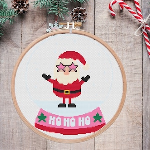 Santa Snow Globe Cross Stitch Pattern, Counted Cross Stitch, Christmas, Holiday Pattern