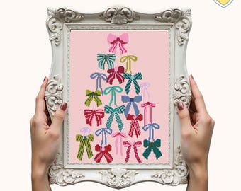 Christmas Bows Tree  Cross Stitch Pattern with PDF Downloadable Charts Included