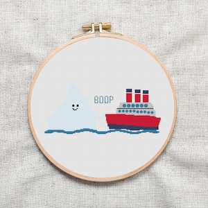 Funny Iceberg &#39;Boop&#39; Ship Cross Stitch Pattern (PDF)