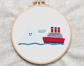 Funny Iceberg 'Boop' Ship Cross Stitch Pattern (PDF)